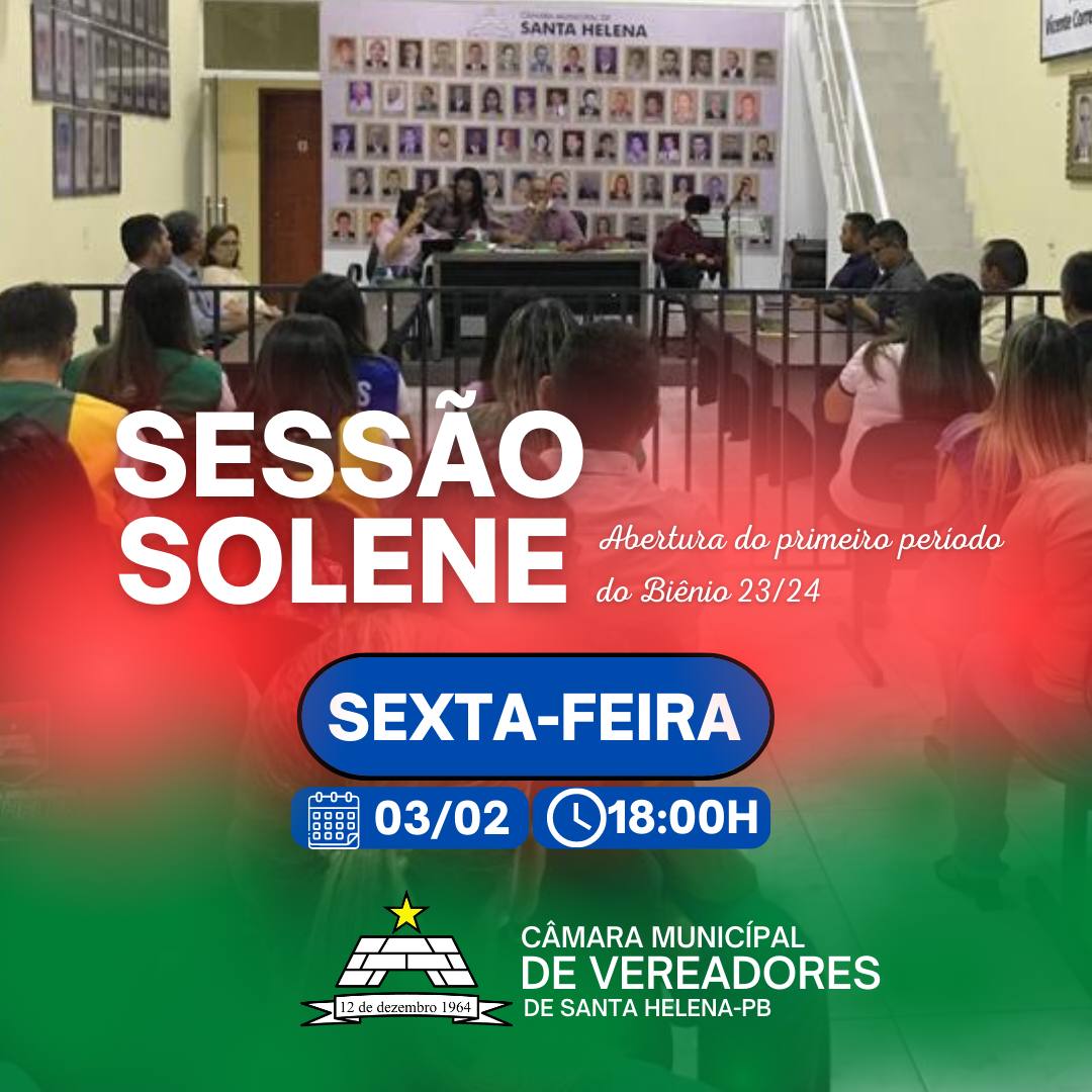 A Câmara Municipal de Santa Helena realizará Sessão Solene na próxima sexta 03/02.