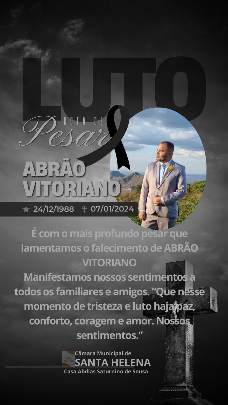 Marcados pelo trágico e comovente acontecido, iniciamos nossa campanha de janeiro branco com a triste realidade da partida precoce do poeta, escritor e professor ABRÃO VITORIANO. 