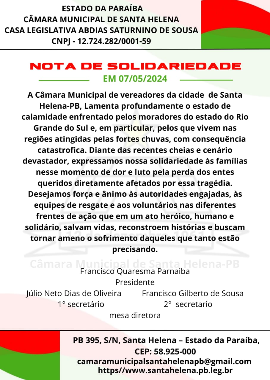 Nota de Solidariedade.