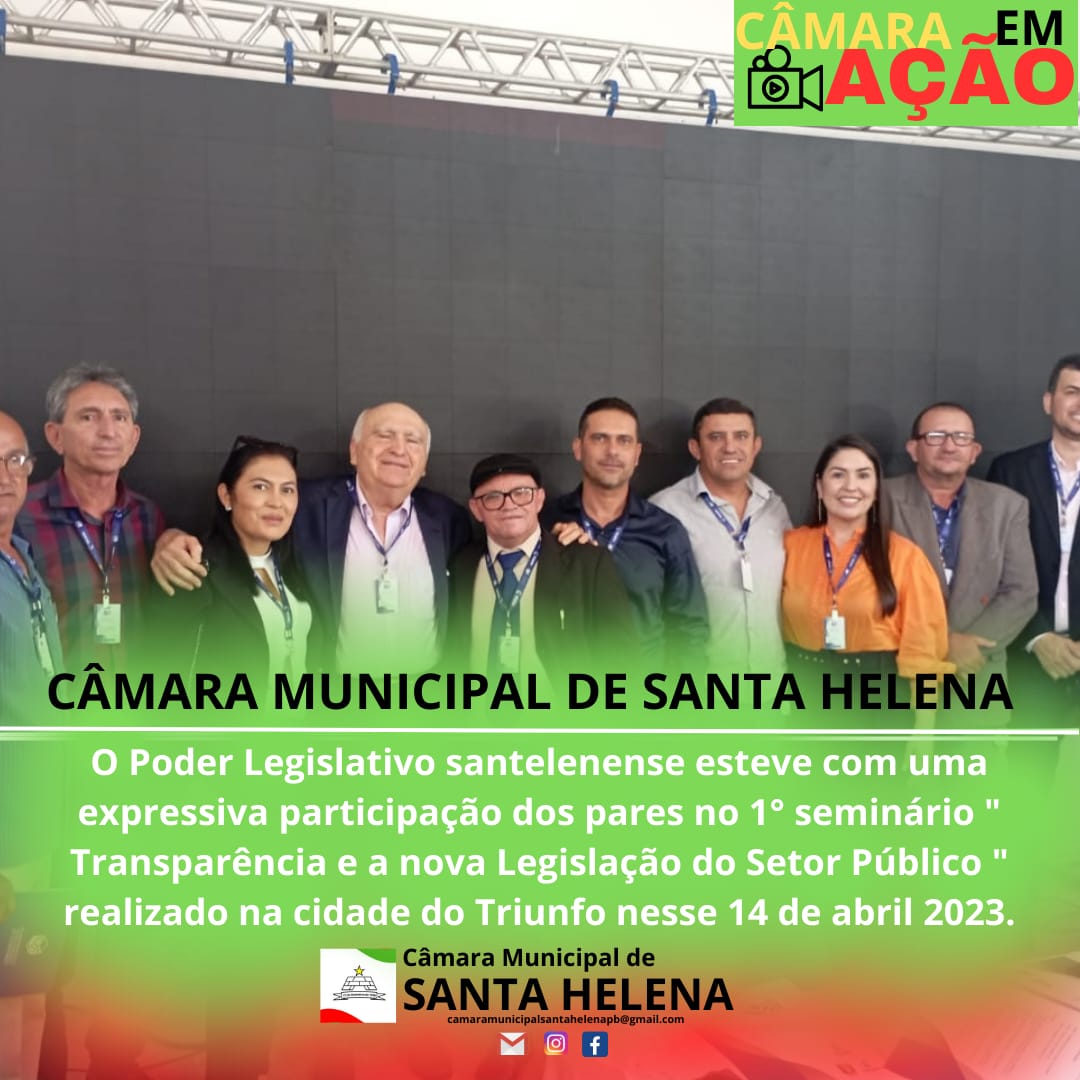 O Poder Legislativo santelenense esteve com uma expressiva participação dos pares no 1° seminário " Transparência e a nova Legislação do Setor Público " realizado na cidade do Triunfo nesse 14 de abril 2023. 